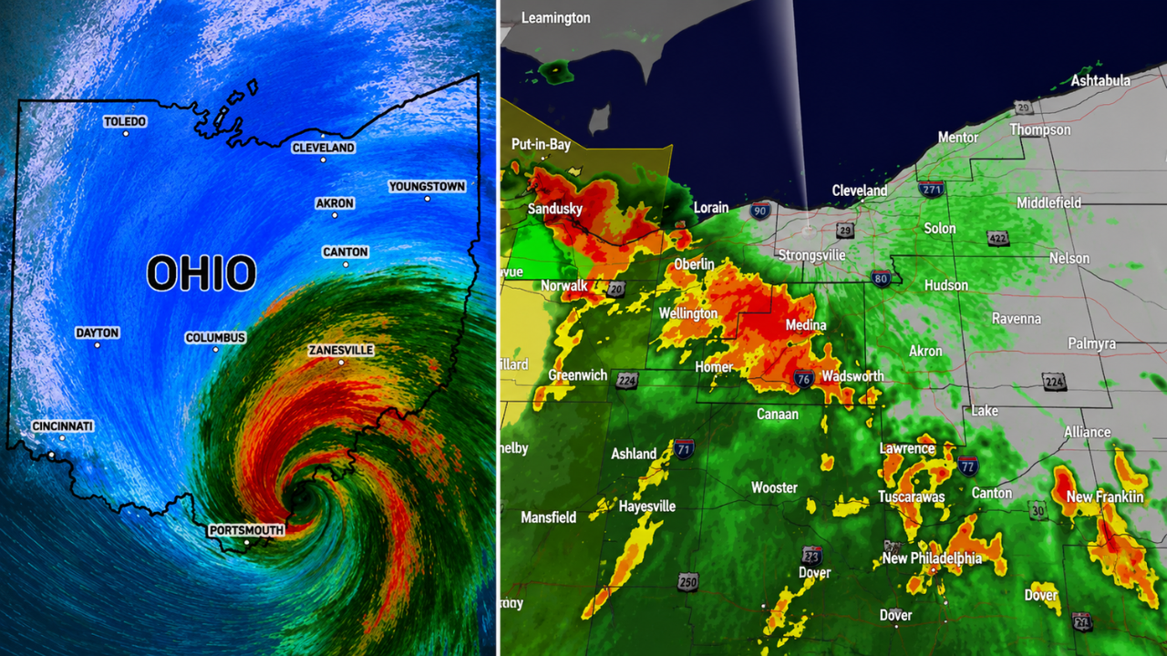 Severe Thunderstorm Warning Issued for Northern Ohio as Heavy Rain and Strong Winds Threaten