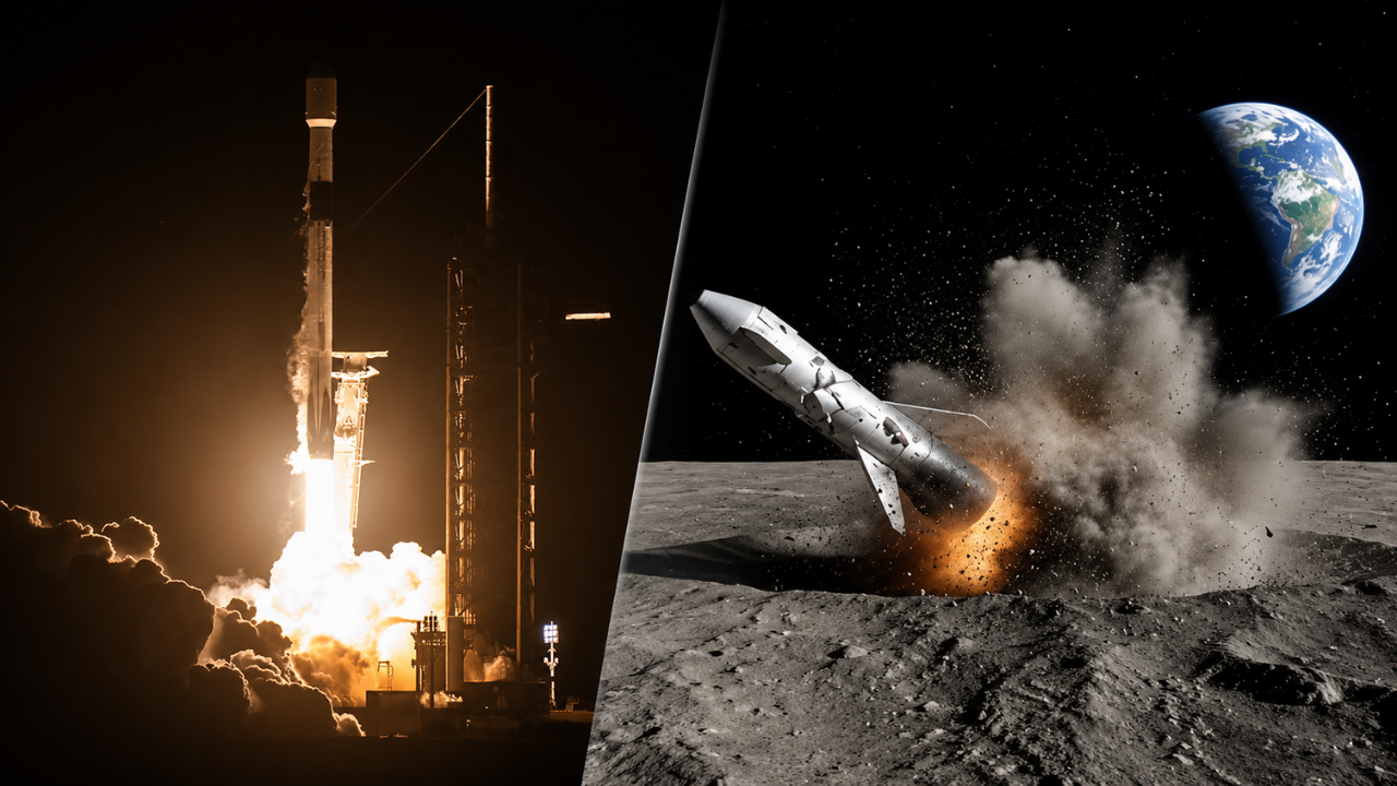 SpaceX Rocket Crashes Into Moon at 8,690 km/h, Leaving a Massive Impact Site